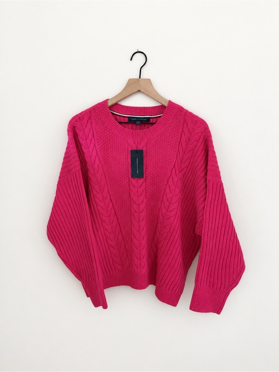 Tommy Hilfiger Sweaters - Tommy Hilfiger Pink Cable Knit Crewneck Sweater Women’s Large NWT